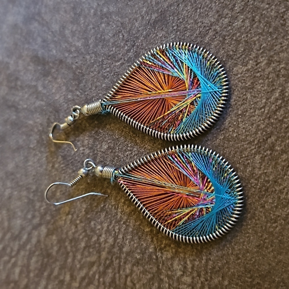 Vtg Threaded Spirograph Teardrop Metallic Dangle … - image 4